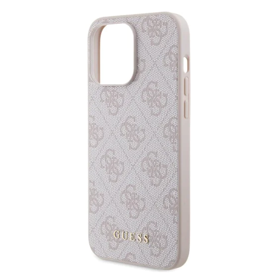 Калъф за iPhone 15 Pro Max - Guess Hardcase 4G Metal Gold Gold Logo (GUHCP15XG4GFPI) - Розов
