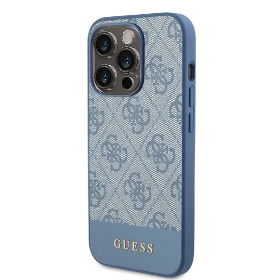 Калъф за iPhone 15 Pro - колекция Guess Hardcase 4G Stripe (GUHCP15LG4GLBL) - син