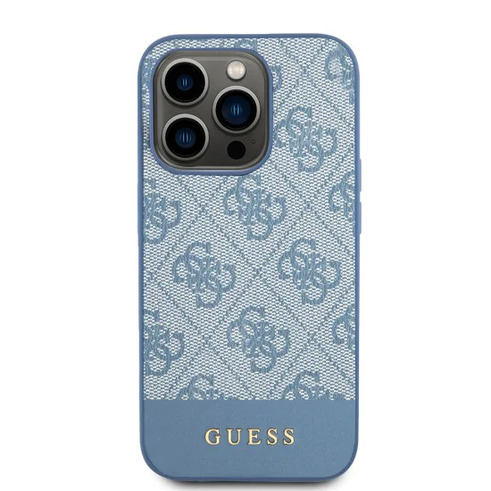 Калъф за iPhone 15 Pro - колекция Guess Hardcase 4G Stripe (GUHCP15LG4GLBL) - син