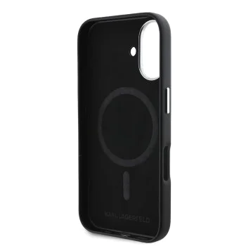 Калъф за IPhone 16 - Karl Lagerfeld Leather MagSafe (KLHMP16SPGMSRPK) - FW Metal Plate