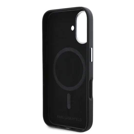 Калъф за IPhone 16 - Karl Lagerfeld Leather MagSafe (KLHMP16SPGMSRPK) - FW Metal Plate