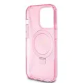Калъф за iPhone 15 Pro - Guess Ring Stand Script Glitter MagSafe (GUHMP15LHRSGSP) - Розов