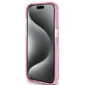 Калъф за iPhone 15 Pro - Guess Ring Stand Script Glitter MagSafe (GUHMP15LHRSGSP) - Розов