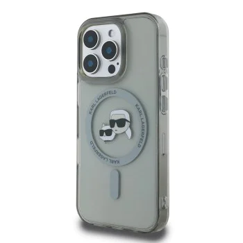 Калъф за iPhone 16 Pro - Karl Lagerfeld IML MagSafe (KLHMP16LHLHLSKCK) - Metal Karl&Choupette Head