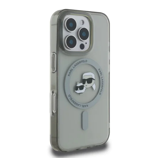 Калъф за iPhone 16 Pro - Karl Lagerfeld IML MagSafe (KLHMP16LHLHLSKCK) - Metal Karl&Choupette Head