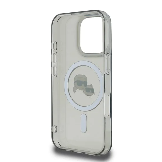 Калъф за iPhone 16 Pro - Karl Lagerfeld IML MagSafe (KLHMP16LHLHLSKCK) - Metal Karl&Choupette Head