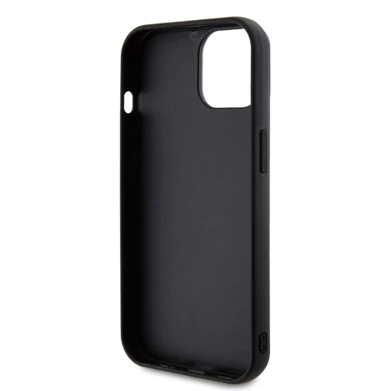 Калъф за iPhone 15 - Guess Quilted Metal Logo (GUHCP15SPSQQSQQSK) - черен