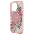 Калъф за iPhone 16 Pro Max - Guess IML Flower & Tonal Circle MagSafe (GUHMP16XHFHFWWBDCEP) - Розов