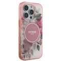 Калъф за iPhone 16 Pro Max - Guess IML Flower & Tonal Circle MagSafe (GUHMP16XHFHFWWBDCEP) - Розов