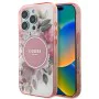 Калъф за iPhone 16 Pro Max - Guess IML Flower & Tonal Circle MagSafe (GUHMP16XHFHFWWBDCEP) - Розов