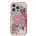 Калъф за iPhone 16 Pro Max - Guess IML Flower & Tonal Circle MagSafe (GUHMP16XHFHFWWBDCEP) - Розов