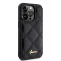 Калъф за iPhone 15 Pro Max - Guess Quilted Metal Logo (GUHCP15XPSQSQQSK) - Черен