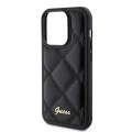 Калъф за iPhone 15 Pro Max - Guess Quilted Metal Logo (GUHCP15XPSQSQQSK) - Черен