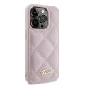 Калъф за iPhone 15 Pro - Guess Quilted Metal Logo (GUHCP15LPSQQSQSP) - Розов