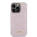 Калъф за iPhone 15 Pro - Guess Quilted Metal Logo (GUHCP15LPSQQSQSP) - Розов