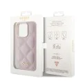 Калъф за iPhone 15 Pro - Guess Quilted Metal Logo (GUHCP15LPSQQSQSP) - Розов