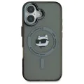 Калъф за iPhone 16 Plus - Karl Lagerfeld IML MagSafe (KLHMP16MHLSCHK) - Metal Choupette`s Head
