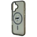 Калъф за iPhone 16 Plus - Karl Lagerfeld IML MagSafe (KLHMP16MHLSCHK) - Metal Choupette`s Head