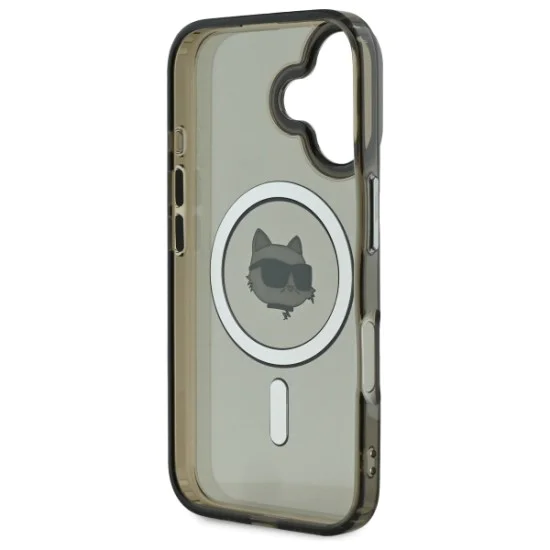 Калъф за iPhone 16 Plus - Karl Lagerfeld IML MagSafe (KLHMP16MHLSCHK) - Metal Choupette`s Head