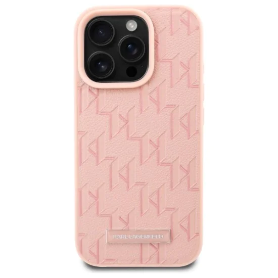 IPhone 16 Pro Case - Karl Lagerfeld Leather MagSafe (KLHMP16LPKHPORPP) - Pink Hot Stamp