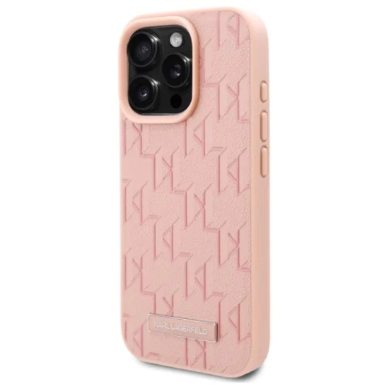 IPhone 16 Pro Case - Karl Lagerfeld Leather MagSafe (KLHMP16LPKHPORPP) - Pink Hot Stamp
