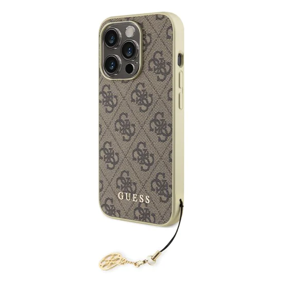 Калъф за iPhone 15 Pro - Guess - Hardcase 4G Charms Collection (GUHCP15LGF4GBR) - Кафяв