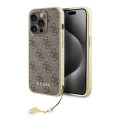 Калъф за iPhone 15 Pro - Guess - Hardcase 4G Charms Collection (GUHCP15LGF4GBR) - Кафяв