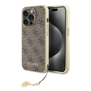 Калъф за iPhone 15 Pro - Guess - Hardcase 4G Charms Collection (GUHCP15LGF4GBR) - Кафяв