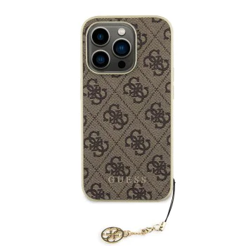 Калъф за iPhone 15 Pro - Guess - Hardcase 4G Charms Collection (GUHCP15LGF4GBR) - Кафяв
