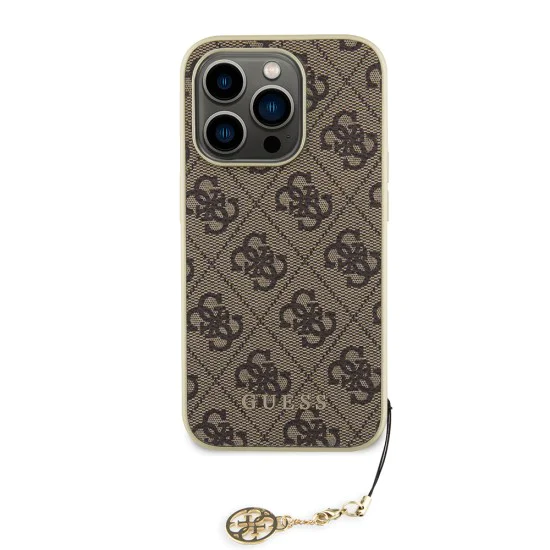 Калъф за iPhone 15 Pro - Guess - Hardcase 4G Charms Collection (GUHCP15LGF4GBR) - Кафяв