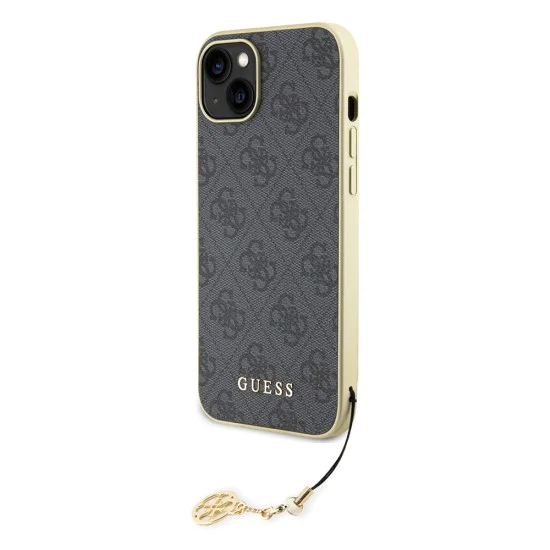 Калъф за iPhone 15 Plus - Guess Hardcase 4G Charms Collection (GUHCP15MGF4GGR) - Сив