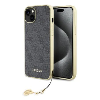 Калъф за iPhone 15 Plus - Guess Hardcase 4G Charms Collection (GUHCP15MGF4GGR) - Сив