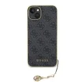 Калъф за iPhone 15 Plus - Guess Hardcase 4G Charms Collection (GUHCP15MGF4GGR) - Сив