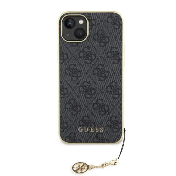 Калъф за iPhone 15 Plus - Guess Hardcase 4G Charms Collection (GUHCP15MGF4GGR) - Сив
