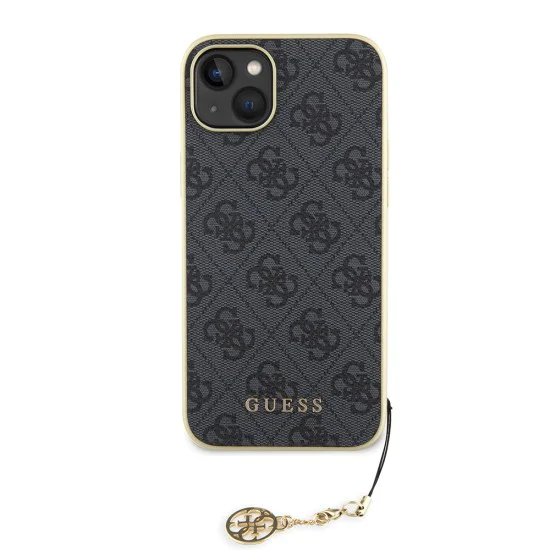 Калъф за iPhone 15 Plus - Guess Hardcase 4G Charms Collection (GUHCP15MGF4GGR) - Сив