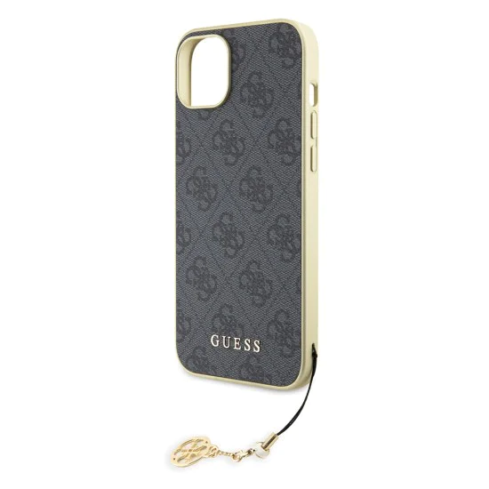 Калъф за iPhone 15 Plus - Guess Hardcase 4G Charms Collection (GUHCP15MGF4GGR) - Сив
