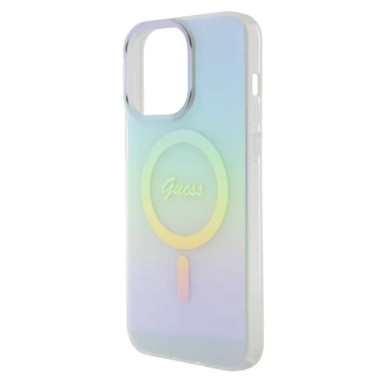 Калъф за iPhone 15 Pro Max - Guess IML Iridescent MagSafe (GUHMP15XHITSQ) - Тюркоаз
