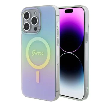 Калъф за iPhone 15 Pro Max - Guess IML Iridescent MagSafe (GUHMP15XHITSQ) - Тюркоаз