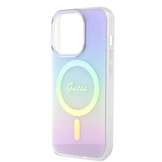 Калъф за iPhone 15 Pro - Guess IML Iridescent MagSafe (GUHMP15LHITSU) - Лилав