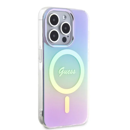 Калъф за iPhone 15 Pro - Guess IML Iridescent MagSafe (GUHMP15LHITSU) - Лилав