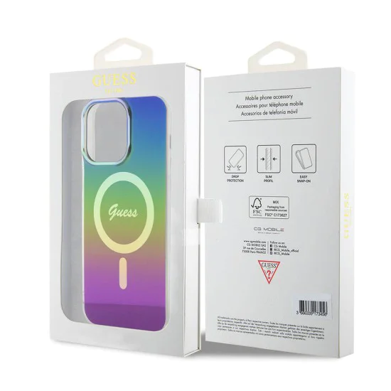 Калъф за iPhone 15 Pro - Guess IML Iridescent MagSafe (GUHMP15LHITSK) - Rainbow