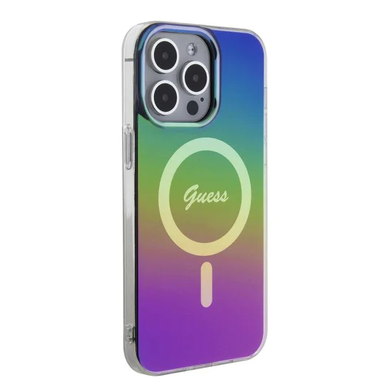 Калъф за iPhone 15 Pro - Guess IML Iridescent MagSafe (GUHMP15LHITSK) - Rainbow