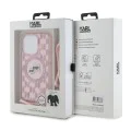 Калъф за iPhone 15 Pro - Karl Lagerfeld IML Crossbody MagSafe (KLHMP15LHCKCKCKCKLCP) - розов монограм Karl&Choupette Head