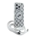 Калъф за iPhone 15 Pro - Karl Lagerfeld IML Crossbody MagSafe (KLHMP15LHHCKCKCKLCT) - Прозрачен монограм Karl&Choupette Head