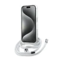 Калъф за iPhone 15 Pro - Karl Lagerfeld IML Crossbody MagSafe (KLHMP15LHHCKCKCKLCT) - Прозрачен монограм Karl&Choupette Head