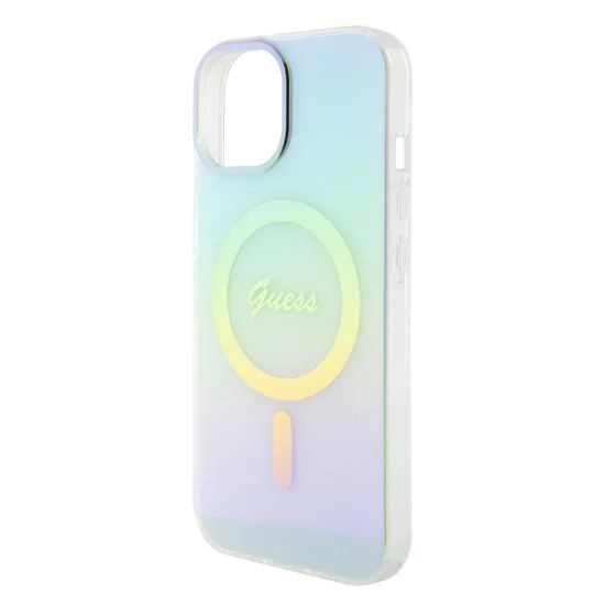 Калъф за iPhone 15 Plus - Guess IML Iridescent MagSafe (GUHMP15MHITSQ) - Тюркоаз