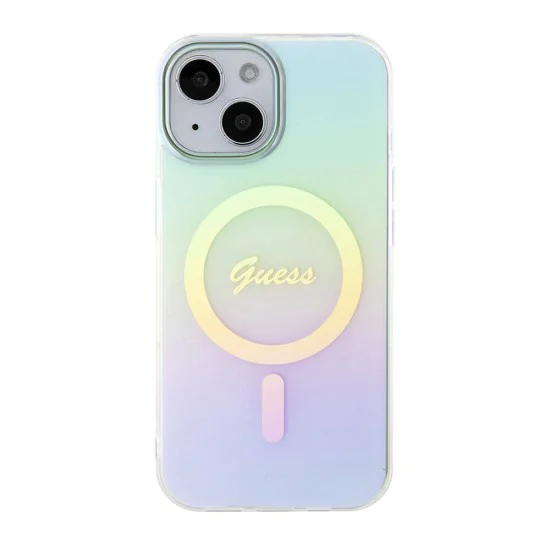 Калъф за iPhone 15 Plus - Guess IML Iridescent MagSafe (GUHMP15MHITSQ) - Тюркоаз