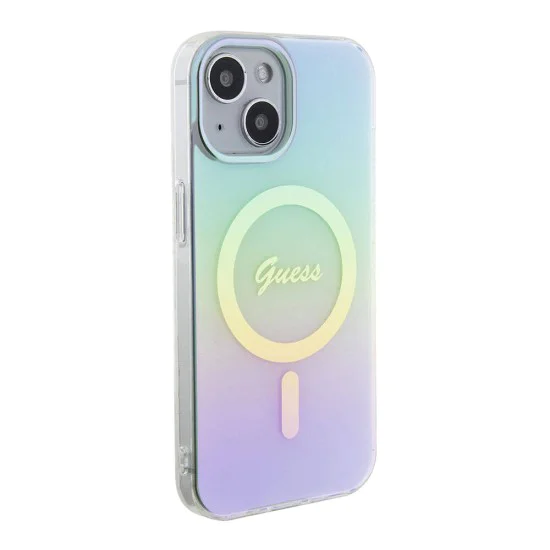 Калъф за iPhone 15 Plus - Guess IML Iridescent MagSafe (GUHMP15MHITSQ) - Тюркоаз