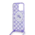 Калъф за iPhone 15 Pro - Karl Lagerfeld IML Crossbody MagSafe (KLHMP15LHCKCKCKCKLCU) - лилав монограм Karl&Choupette Head