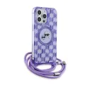 Калъф за iPhone 15 Pro - Karl Lagerfeld IML Crossbody MagSafe (KLHMP15LHCKCKCKCKLCU) - лилав монограм Karl&Choupette Head